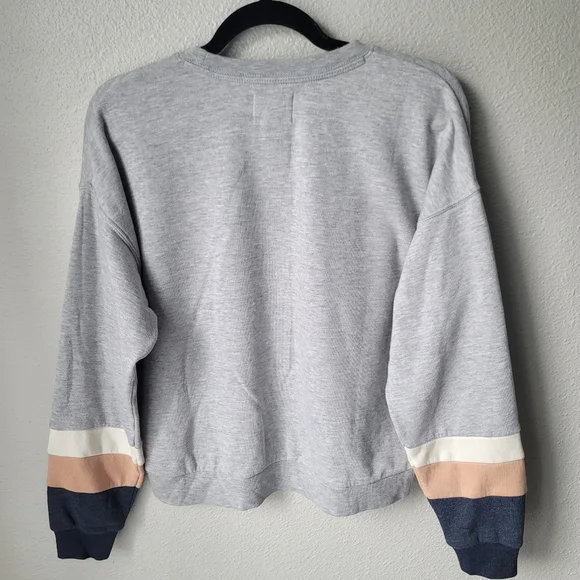 American Eagle Colorblock Sleeve Sweatshirt Size Small Color Grey - Picture 4 of 6